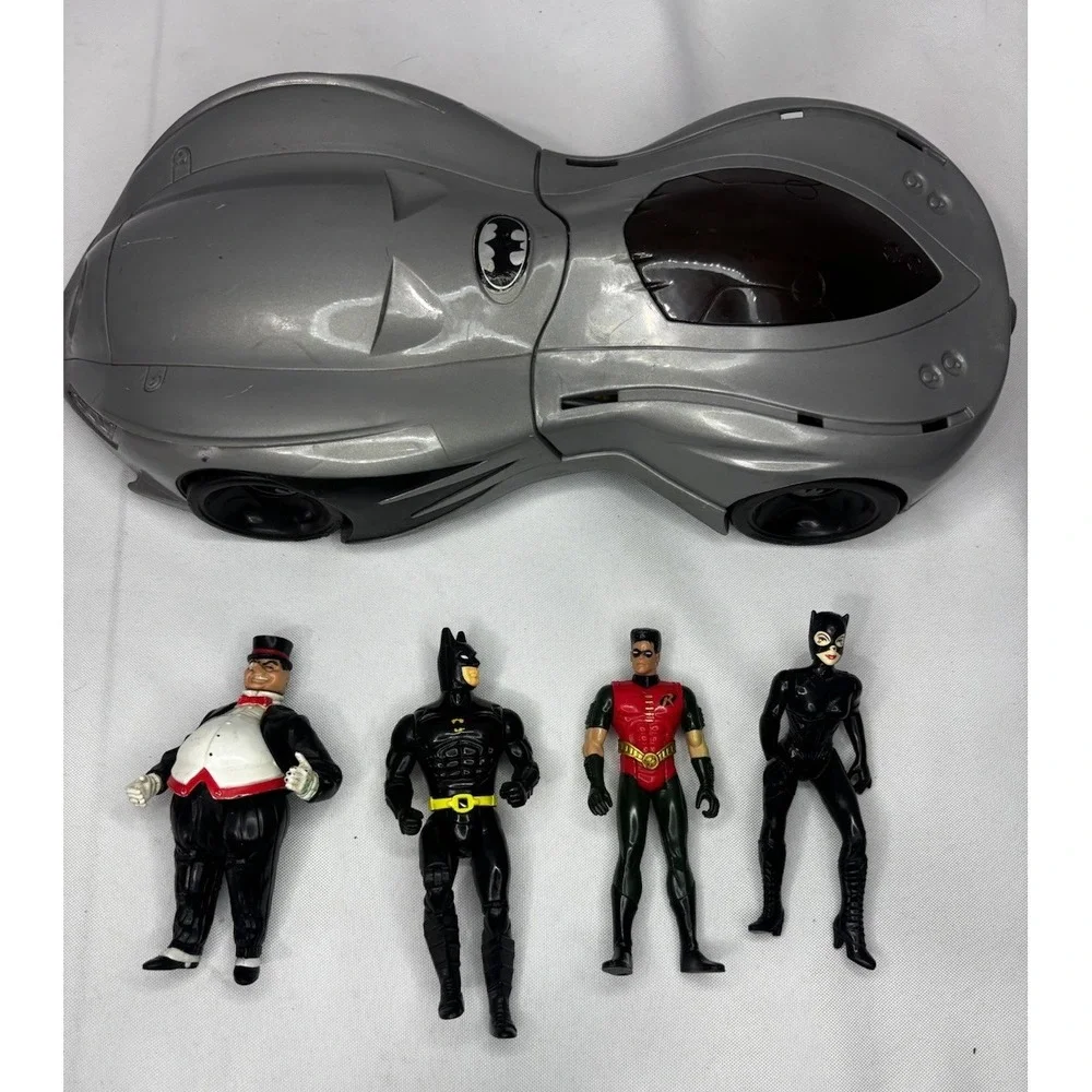 1994 Kenner Batman Batmobile With Batman, Catwoman, Robin, The Penguin